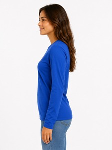 T-shirt à manches longues pour femmes de qualité supérieure, en coton personnalisé, col rond, fabricant en gros - Product Image 6