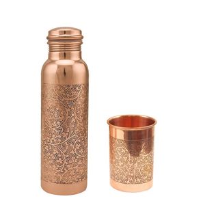Vintage Copper Water <b>Bottle</b> Vase Traditional Handcrafted Decorative Metal Flower Arrangement Piece For Classic Home Decor - Product Image 4