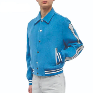 Men's Casual <b>Winter</b> Varsity <b>Jackets</b> Letterman Puff Printing Button Cashmere Wool College Coat Fashionable Casual Style - Product Image 4