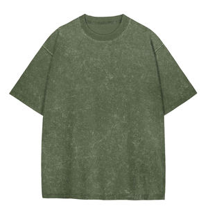 T-shirt Homme Oversize Vintage Délavé Teint en Pièce Streetwear Coupe Ample Col Rond Manches Courtes Coton Personnalisable Vente en Gros - Product Image 2