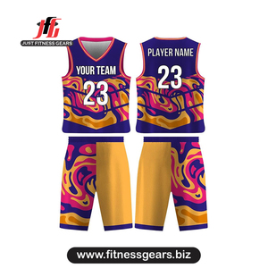 Conjunto de Uniforme de Baloncesto Personalizado Sublimado, Transpirable, Unisex, Cuello Redondo, Manga Corta - Product Image 3