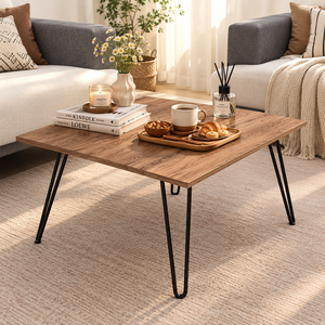 Modern Wood <b>Coffee</b> <b>Table</b> with <b>Metal</b> Hairpin <b>Legs</b> Square Living Room Furniture Minimalist Design Durable Home Decor - Product Image 6