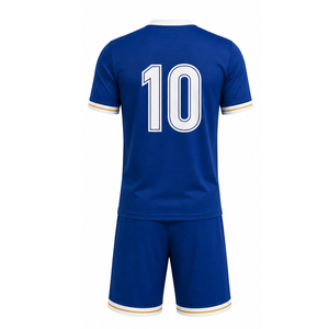 Conjunto de Camiseta de Fútbol Azul Rey con Detalles Dorados |   Uniforme de Fútbol Premium con Cuello en V |   Ropa Deportiva Transpirable Sublimada para Entrenamiento en Equipo - Product Image 2