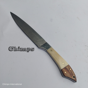 Couteau de chef japonais moderne de luxe en acier Damas écologique de haute qualité avec manche en os de chameau pour trancher dans la cuisine - Product Image 3