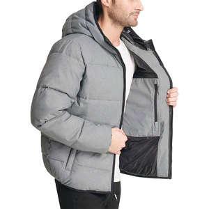 Custom Men's Casual Winter Jacket Logo Embossed Windproof Shiny Black Fur Zipper <b>Waterproof</b> Coating Bubble Padding for <b>Warm</b> - Product Image 4