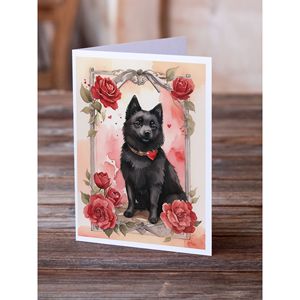Schipperke Valentine Roses A7 Cartes de vœux Lot de 8 cartes vierges avec enveloppes Taille fantaisiste 5x7 - Product Image 2