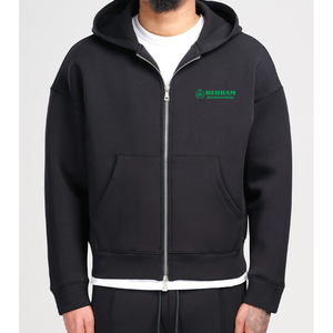 Sweat à capuche zippé unisexe personnalisé 100 % coton, respirant, tricoté, streetwear, épais, à épaules tombantes pour homme - Product Image 2