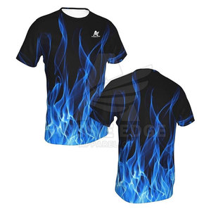 Camiseta de Manga Corta para Hombre, Estampado de Salpicaduras de Agua, Secado Rápido, Corte Ajustado, Cuello Redondo, Informal, Azul, con Patrón, Tejido de Poliéster - Product Image 3