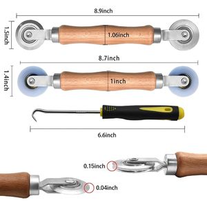 Set di 3 Attrezzi per Zanzariere con Manico in Legno e Ruote in Acciaio/Nylon per Riparazione di Porte e Finestre - Product Image 2