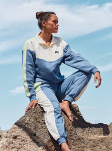 Sudadera con cremallera de un cuarto para mujer, de algodón polar, con bloques de color, corte holgado, al por mayor - Product Image 5