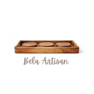 ถาดเสิร์ฟไม้มะม่วงปลอดสารพิษสไตล์โมเดิร์นจาก Bela Artisan พร้อมชุดจานรองแก้วทรงกลม งานแฮนด์เมดสำหรับชุดน้ำชาและกาแฟ - Product Image 3