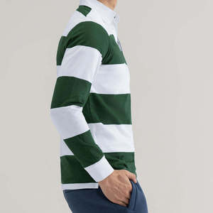 Suéter a rayas de primera calidad para hombre, camisa retro de rugby polo de manga larga para hombre, camisa de rugby de algodón tejida con logotipo personalizado para hombre - Product Image 4