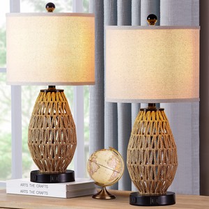 Base de lampe de table en rotin tissé artisanal |   Design Art déco |   Vente en gros - Product Image 1