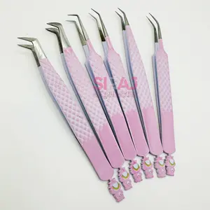 Teddy Bear Eyelashes Tweezers Pink Blue Tweezer Eyelash Extension Tweezer High Quality Stainless Steel Sustainable