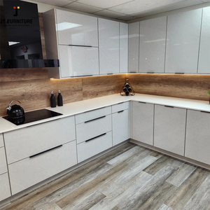 Tablero de melamina de estilo europeo de diseño personalizado de muebles JY Panel de PVC MDF Base de fregadero de cocina moderna Gabinetes de almacenamiento de mármol - Product Image 4