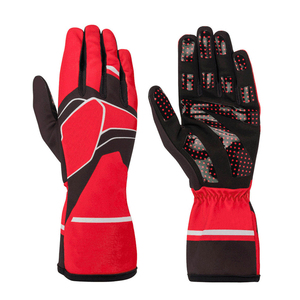 Gants de course rouges et noirs à doigts entiers avec paume antidérapante pour le motocross, utilisation en extérieur, unisexe, matériau PU, fermeture à cordon - Product Image 1