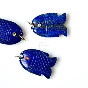 Pendentif Poisson en Lapis Lazuli AAAA, Collier en Argent 925 Fait Main avec Pierre Précieuse, Breloque en Cristal de Guérison Sculptée à la Main, Bijou de Luxe Tendance - Product Image 6