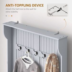 Panca da ingresso con ganci a muro per appendiabiti da casa o ufficio - Product Image 4