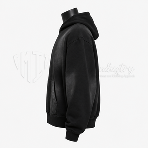 Sweat à capuche noir délavé pour homme, coupe oversize, style streetwear, en molleton, personnalisable, fabricant de sweats à capuche vierges - Product Image 4