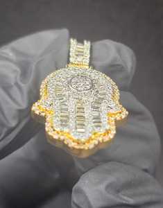 Colgante de Moissanita, Colgante Mano de Fátima, Colgante Amuleto de Ojo, Colgante de Plata 925, Colgante Espiritual de Protección y Buena Suerte - Product Image 5