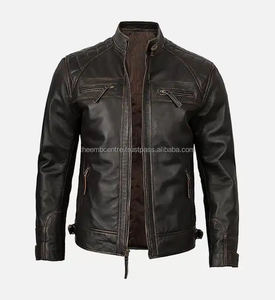 Venta caliente de fábrica de Pakistán chaquetas de cuero genuino para hombres nueva ropa de calle con estilo Top 2025 nueva chaqueta de cuero de moda para hombres - Product Image 3