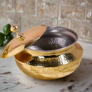 Copper Serving Bowl for Curry Rice Soup and Snacks Stainless Steel Lined Handmade Hotel Restaurant Dining Supply Kitchenware - Product Image 4