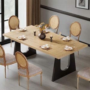 Large <b>Rustic</b> Wood <b>Dining</b> <b>Table</b> for 6-8 People 70.9 Inch Rectangular Black <b>Wooden</b> Legs Farmhouse Style Kitchen <b>Table</b> Restaurants - Product Image 1