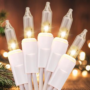 Luci a stringa bianche calde collegabili da 100 pezzi certificate UL per albero di Natale, ghirlande e decorazioni natalizie - Product Image 1