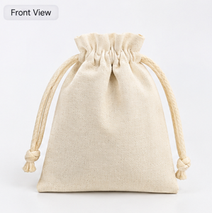 Sac cadeau personnalisé en toile avec cordon de serrage, emballage personnalisé pour bijoux en coton, sac anti-poussière à cordon de serrage, petits sacs en coton mousseline - Product Image 1