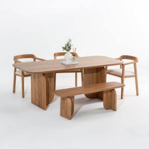 Mesa de Comedor de Madera Vandana Zentrix Solace con Diseño Contemporáneo Hecho a Mano - Product Image 6