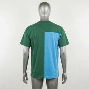T-shirt moderne pour homme, moitié vert, moitié bleu ciel, design bicolore, coton premium, col rond, manches courtes, streetwear décontracté - Product Image 4