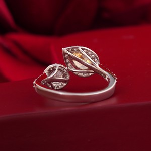 Vivid Yellow Pear Cut Lab Grown Diamond <b>Ring</b> 14K Gold Fancy Statement Color <b>Fine</b> Jewelry Fashion <b>Rings</b> - Product Image 4