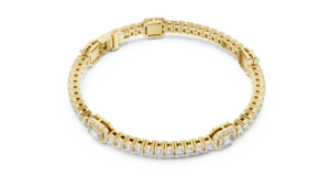 Emerald Cut Halo Tennis <b>Bracelet</b> Lab Grown Diamond Round Diamond DEF VS1 14K Yellow Gold Anniversary Gift Wholesale Manufacturer - Product Image 5