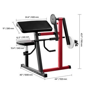 Macchina per curl Preacher 2-in-1 per estensione bicipiti e tricipiti, allenamento isolato delle braccia da seduti, a carico con dischi - Product Image 3