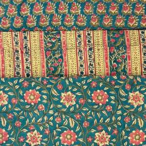 Tissu en coton imprimé traditionnel Jaipuri, coton cambriqué imprimé au bloc 60x60, tissu en coton à motifs. - Product Image 6
