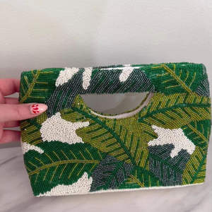 Sac fourre-tout indien traditionnel de luxe fait main, multicolore, orné de perles de verre, durable, artisanal, avec poignée baguette, mode décontractée haut de gamme - Product Image 3