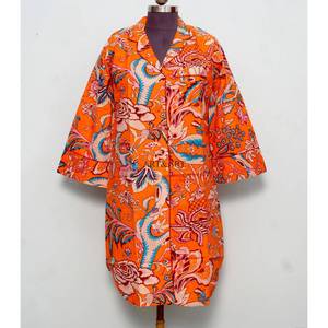 Luxury Indian Cotton Digital Printed Floral Pattern Evening Bridal V-Neck 3/4Sleeve Midi long shirt Dress for Women Eco-Friendly - Product Image 4