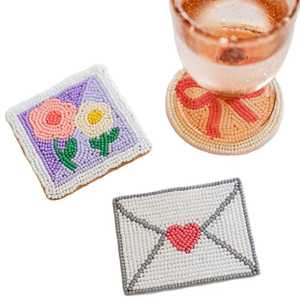 Ensemble de sous-verres perlés géométriques ronds en mosaïque, faits à la main avec perles de verre, couleurs pastel douces, style bohème, pour la décoration de table - Product Image 6
