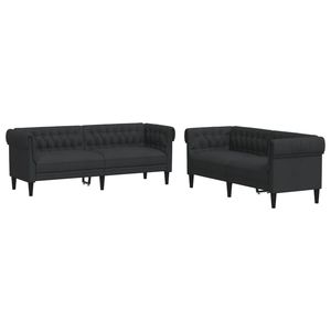 Juego de Sofás de Madera Maciza, Duradero, con Tapicería de Poliéster Negro, para Sala de Estar, Elegante y Resistente - Product Image 2