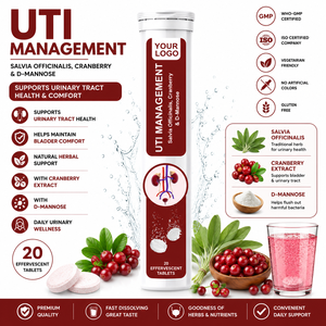 Comprimé effervescent pour la gestion naturelle des infections urinaires, confort urinaire, santé de la vessie, soutien quotidien, fabricant OEM ODM - Product Image 1