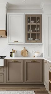 ตู้ครัวไม้เบิร์ชสีขาว สไตล์อเมริกัน ออกแบบตามสั่ง ไม้แท้สองสี แผงไม้อัดสไตล์ยุโรป ราคาโรงงาน - Product Image 5