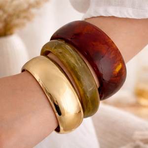 Bracelet en résine premium doré et marron, léger, confortable à porter, artistique, élégant, couleur personnalisée ange - Product Image 2