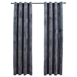 Juego de 2 piezas de cortinas opacas de terciopelo antracita de 54 "x 63" con anillos - Product Image 2
