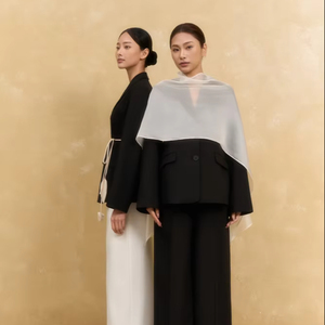 ชุดเบลเซอร์ผ้าไหม 2 ชิ้นสำหรับผู้หญิง ดีไซน์ไม่สมมาตร ปกคอเว้า แขนยาว กางเกงขายาวเต็มตัว สไตล์ออฟฟิศระบายอากาศได้ดี - Product Image 1