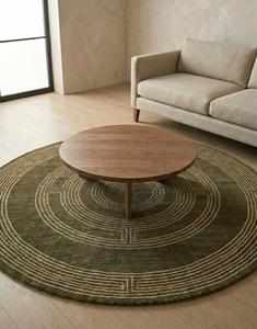 Modern Geometric Wool Handtufted Carpet with Anti-Slip Cotton Backing <b>Thick</b> Pile Customization for Interior Styling - Product Image 2