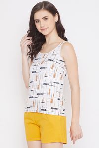 Débardeur pour femme à motif géométrique imprimé, col rond, décontracté, sans manches, en tricot, respirant, en coton - Product Image 6