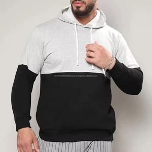 Sweat-shirt à capuche pour homme, à panneaux, à blocs de couleur, col à capuche, manches longues, bleu marine et blanc, en coton, sweat-shirt à blocs de couleur pour garçons - Product Image 3