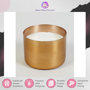 ลดราคาพิเศษสำหรับภาชนะใส่เทียนทองแดงแท้ - โถทรงกลมขัดเงาสำหรับทำเทียนจากขี้ผึ้งถั่วเหลืองในราคาสุดคุ้มจากอินเดีย - Product Image 4
