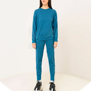 Ensemble de survêtement à manches longues et épaules tombantes pour femme, col rond, en coton respirant, vêtements de rue, impression personnalisée, deux pièces, tenue de sport - Product Image 2