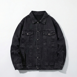 Black Washed Denim <b>Trucker</b> <b>Jacket</b> | Streetwear Button Up Denim <b>Jacket</b> | Vintage Style Denim Coat | Custom OEM Manufacturer - Product Image 1